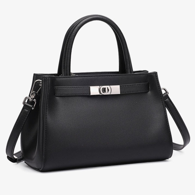 Textured Genuine Leather Kelly Satchel Elegant Crossbody Bag