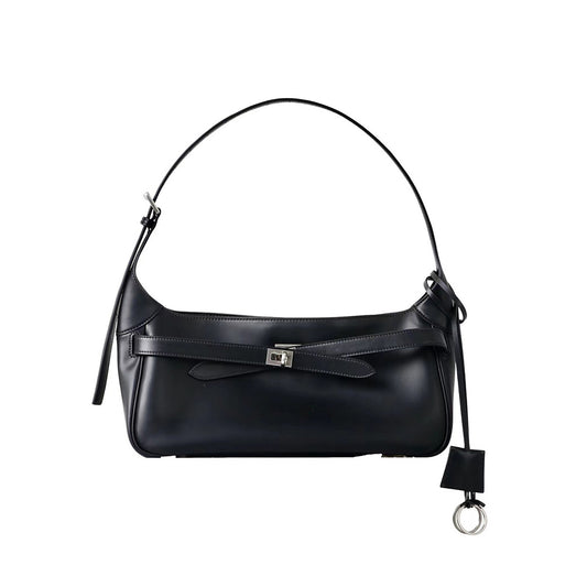 Beg Baguette Crossbody Vintage Kulit Lembu Lilin Wanita