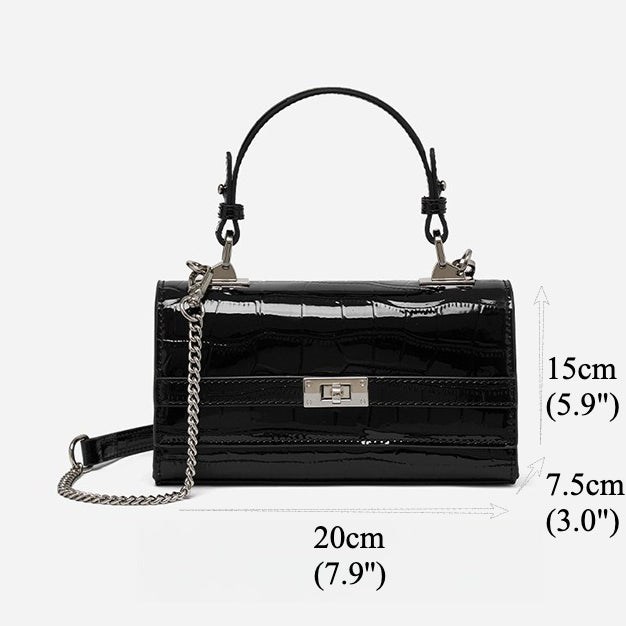 Vintage Glossy Croc Genuine Leather Envelope Clutch Bag