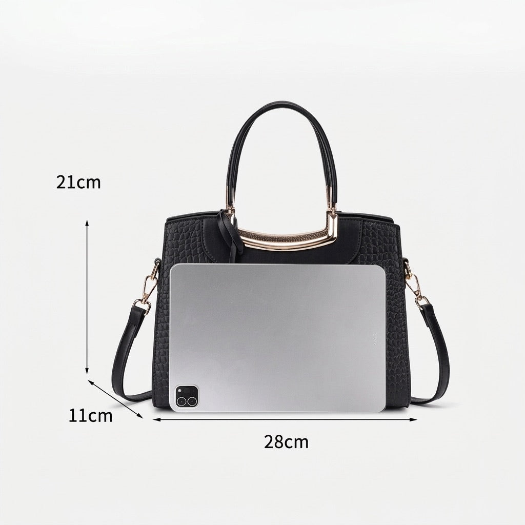 Bolso clutch clásico de cuero ecológico vegano con patrón de cocodrilo