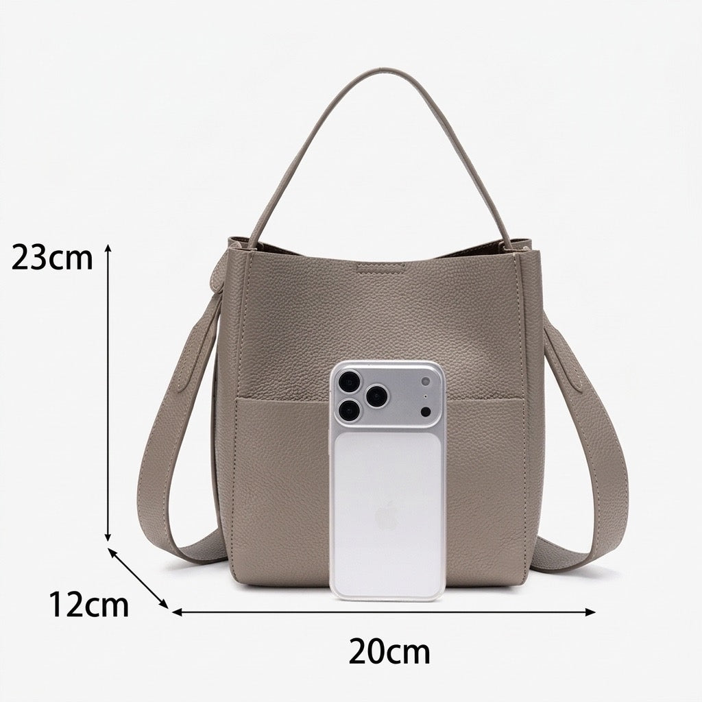 Supple Pebbled Vegan Eco-Leather Bucket Clutch Bag