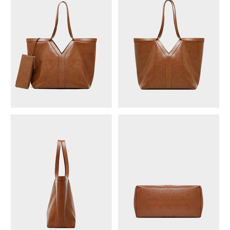 Herbstliche Tragetasche aus echtem Leder im koreanischen Stil