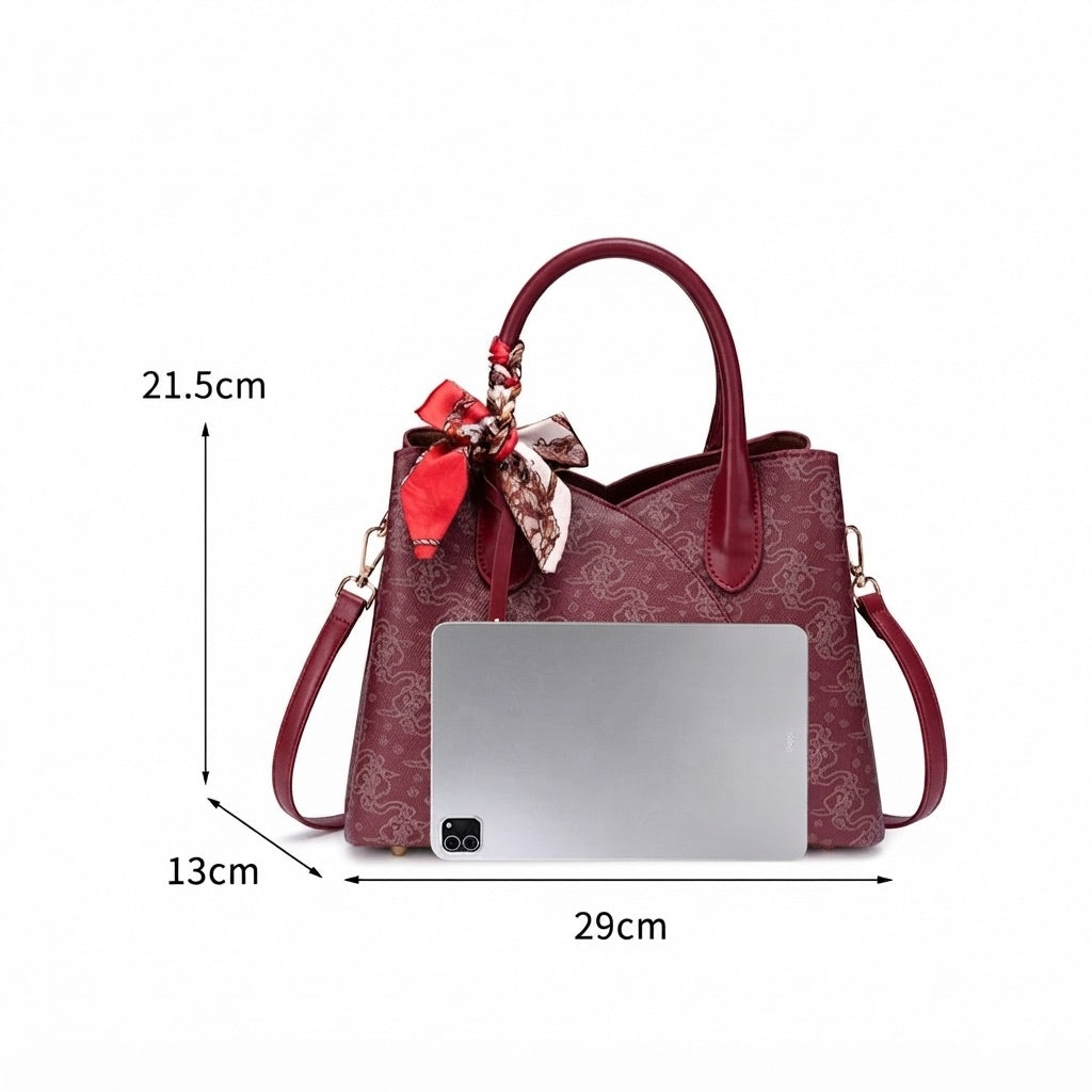 Vintage Clutch Tote Bag mit Wolkenmuster aus veganem Öko-Leder