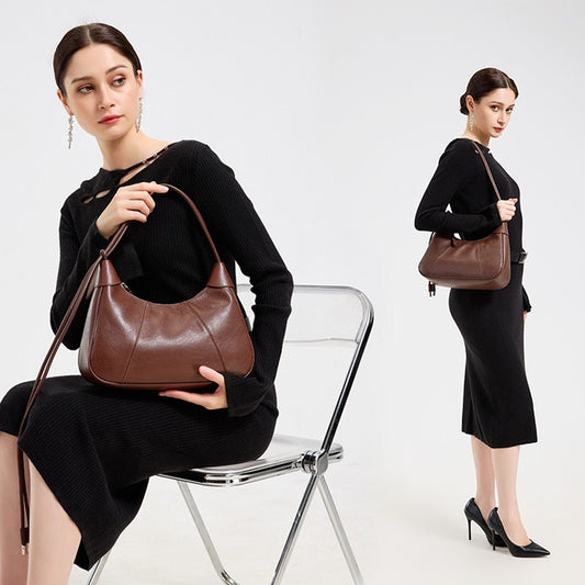 Women's Sable Crescent Genuine Leather Hobo Bag