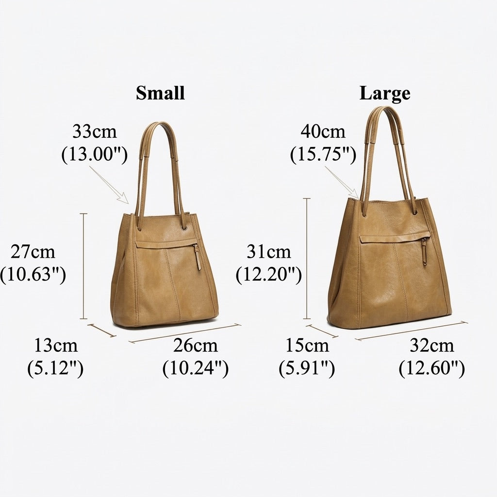 Artisanal Soft Genuine Leather Tote Clutch Bag
