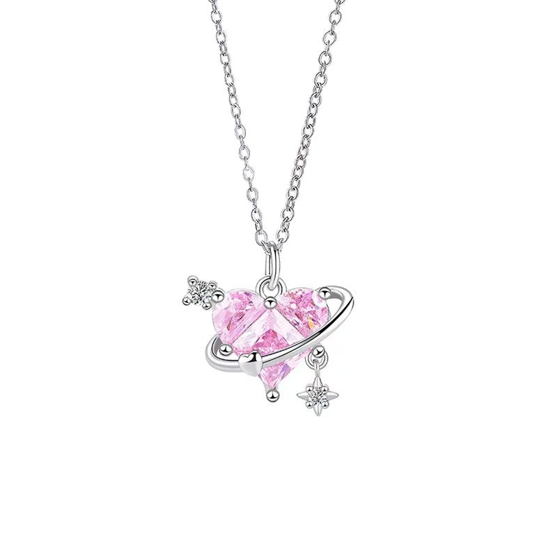 Collar Susurro de Corazón Diamante Rosa