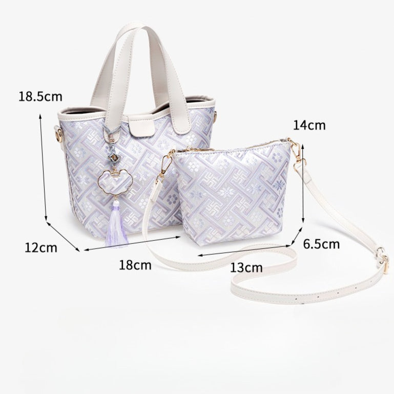 Serene Vegan Eco-Leather Mini Tote Bag with Detachable Mini Pouch