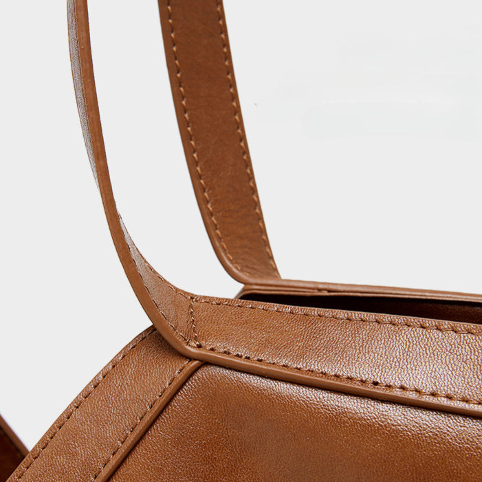 Herbstliche Tragetasche aus echtem Leder im koreanischen Stil