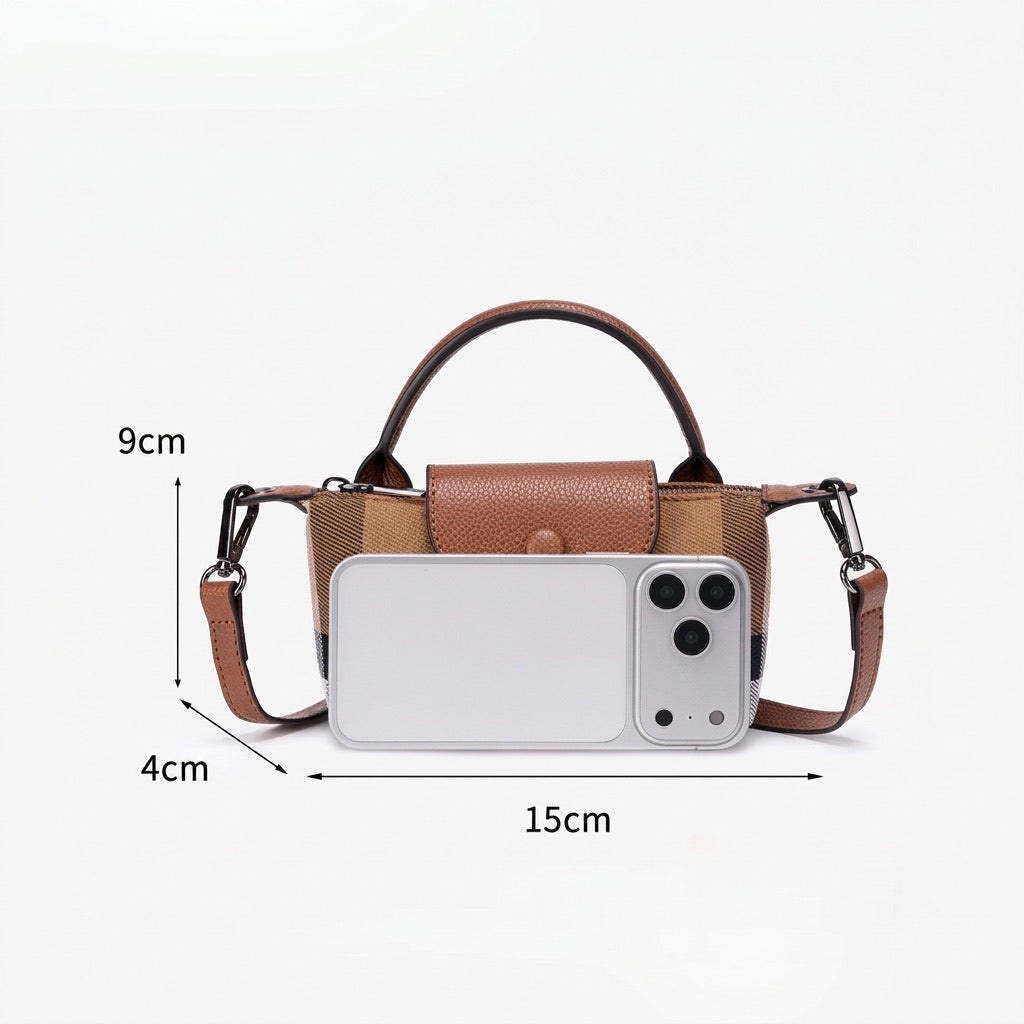 Vintage Plaid Vegan Eco-Leather Mini Clutch Bag