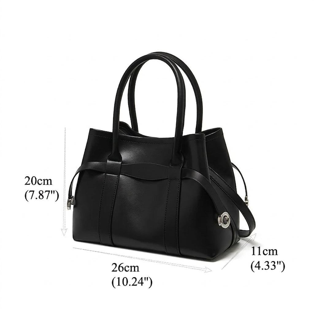Ampia borsa tote a tracolla in pelle bovina semplice di lusso italiano