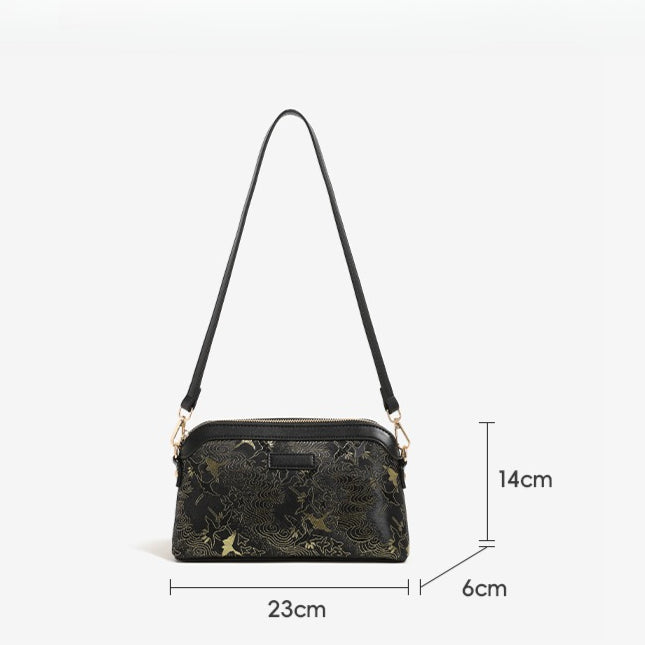 Opulent Crane Pattern Vegan Eco-Leather Clutch Bag