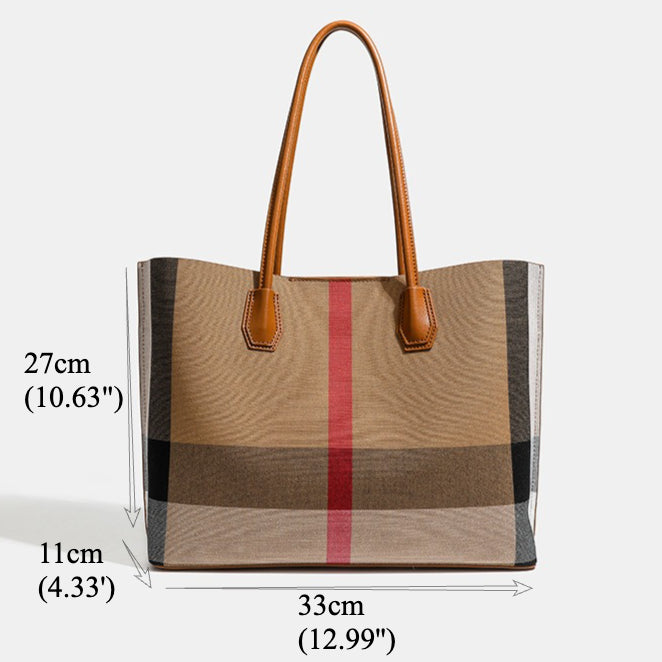 Sac fourre-tout éco-cuir vegan à blocs de couleur à carreaux britannique classique