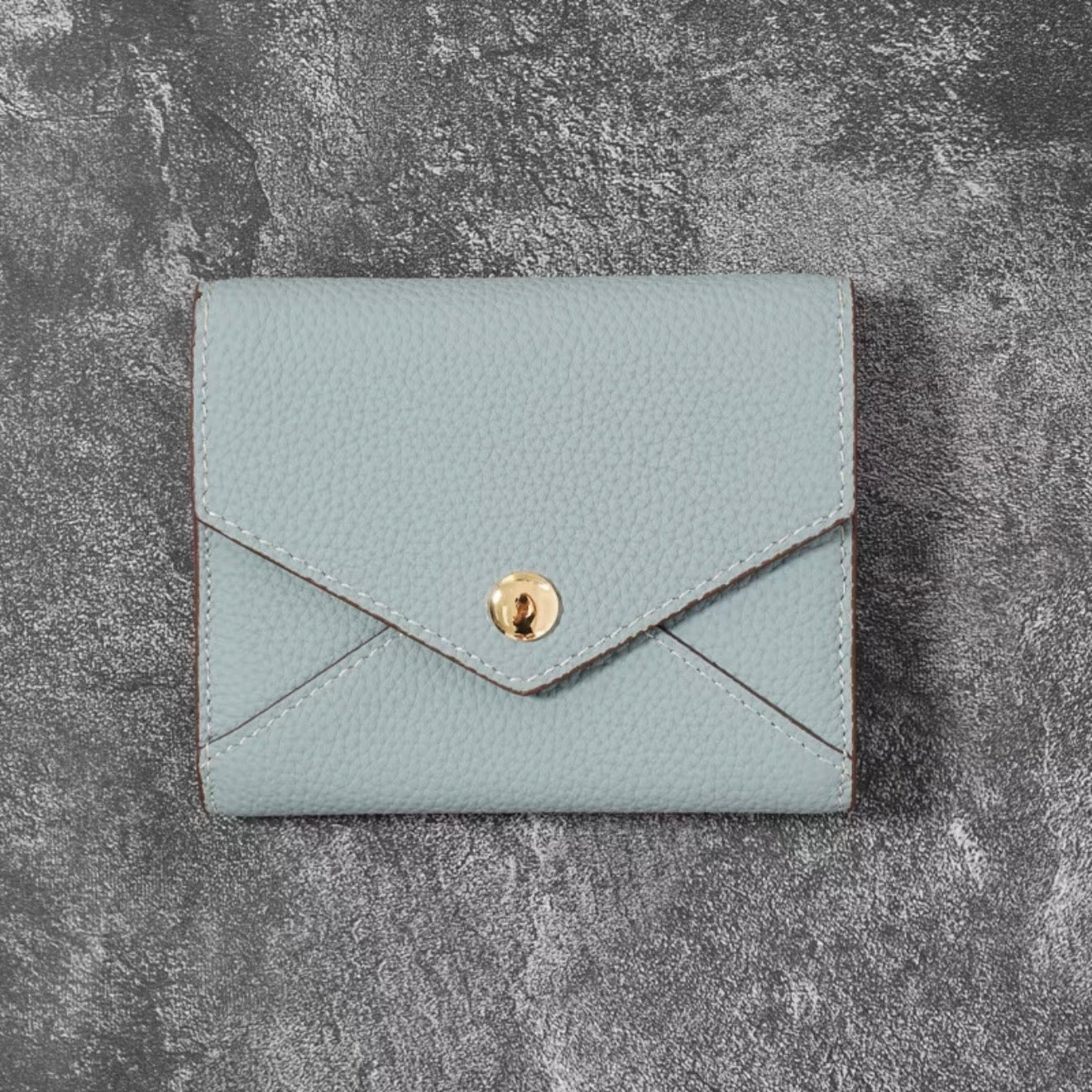 Envelope-Designed Genuine Leather Short Wallet