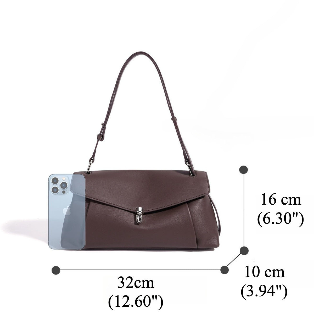 Muted Pebbled Genuine Leather Flap Clutch Bag