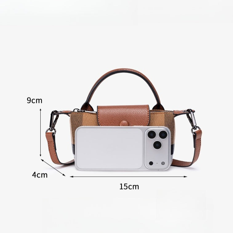 Vintage Plaid Vegan Eco-Leather Mini Clutch Bag