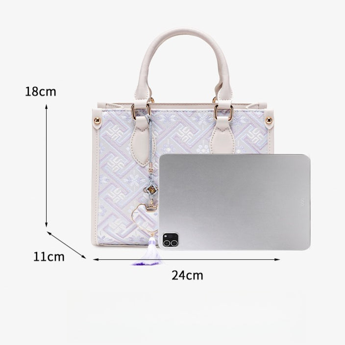 Exquisite Vegan Eco-Leather Mini Tote Clutch Bag with Elegant Tassel Charm