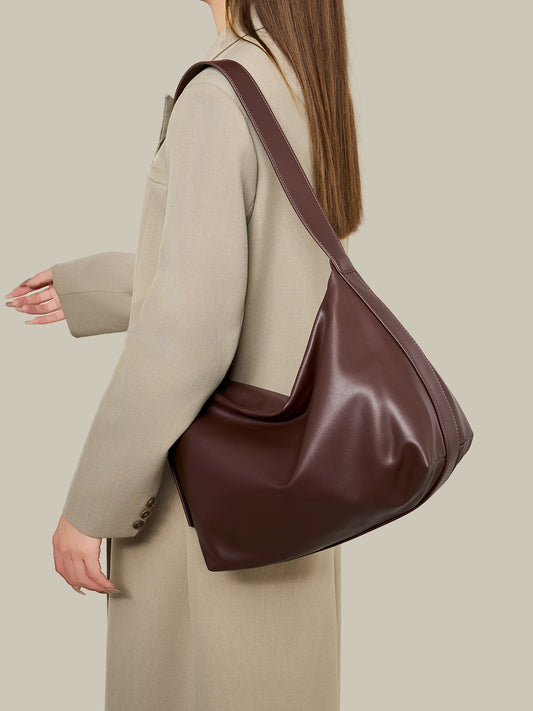 Modern Classic Large Capacity Vegan Eco-Leather Hobo Bag