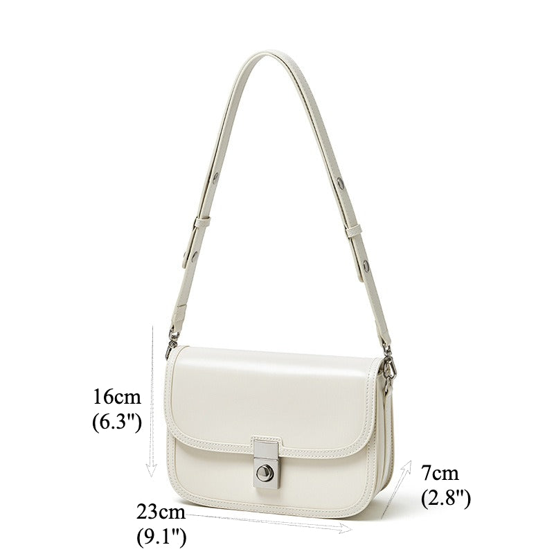 Vintage Sleek Plain Cowhide Genuine Leather Shoulder Messenger Bag
