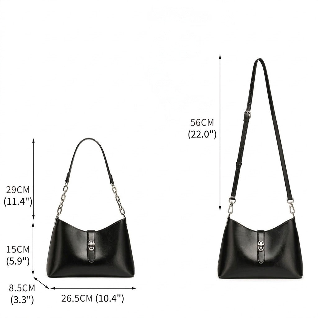 Borsa classica in vera pelle da portare sottobraccio con fibbia metallica