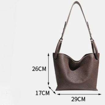 Timeless Large Capacity Soft Genuine Leather Bucket Shoulder Bag