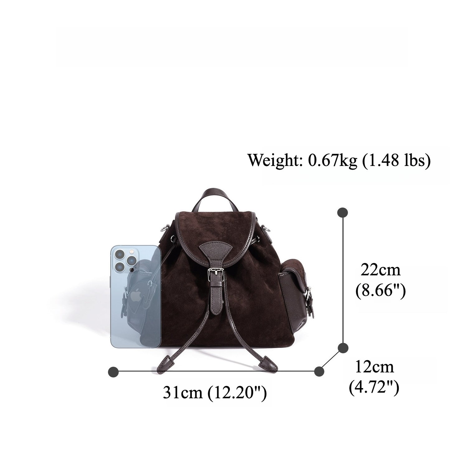 Vintage Suede Genuine Leather Flap Drawstring Backpack