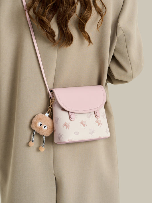 Whimsy Pegasus Pattern Vegan Eco-Leather Mini Flap Clutch Bag