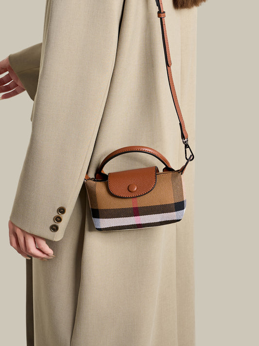 Vintage Plaid Vegan Eco-Leather Mini Clutch Bag