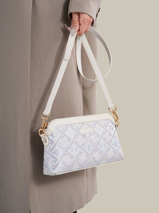 Pastel Oriental Jacquard Vegan Eco-Leather Mini Clutch Bag
