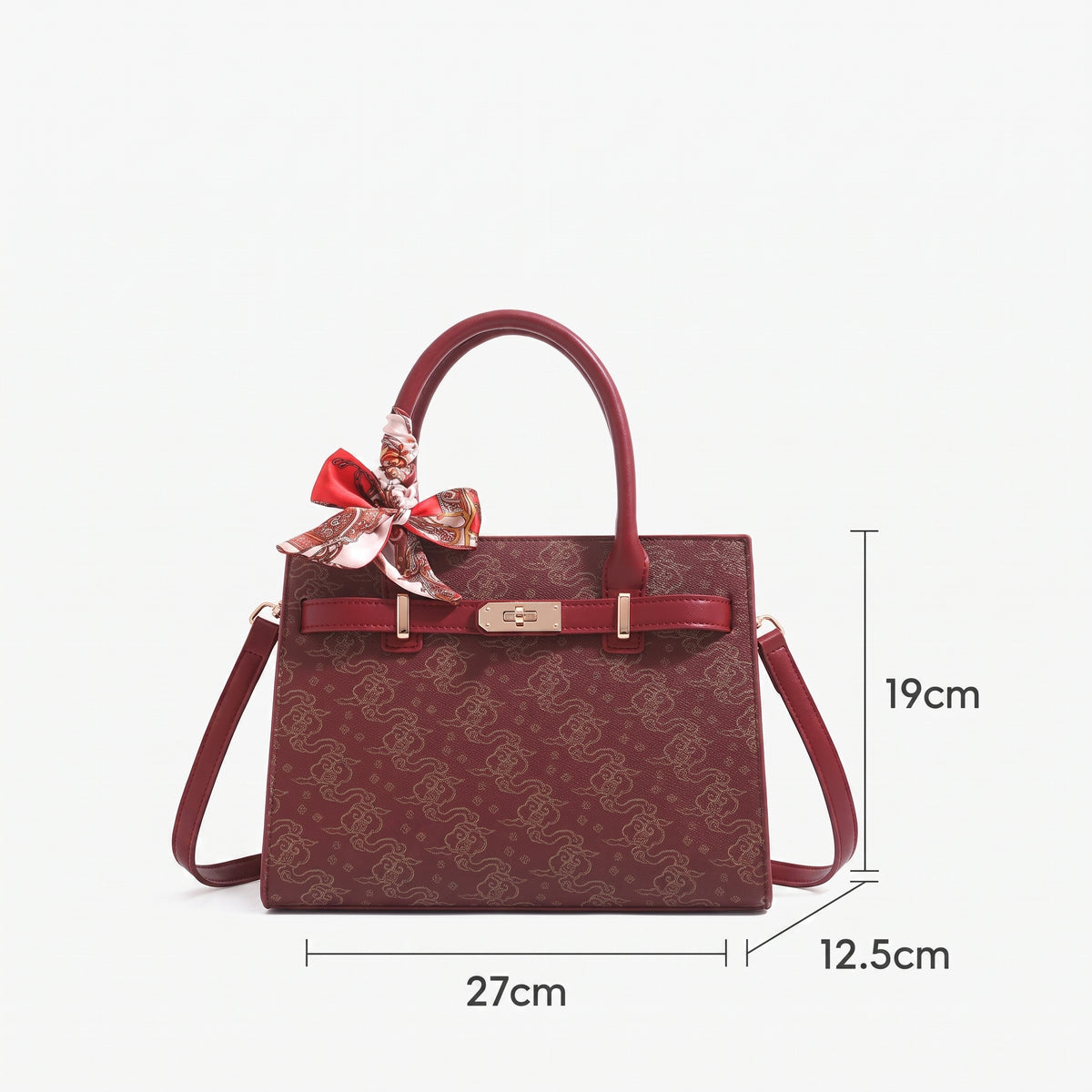 Geantă clutch modernă din piele ecologică vegană cu motiv de nori și accesoriu cu eșarfă de mătase