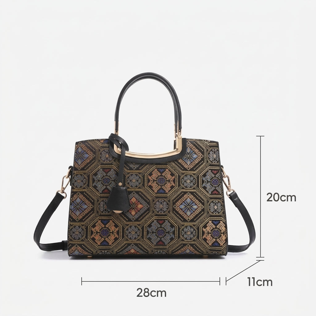 Luxurious Vegan Eco-Leather Jacquard Clutch Bag