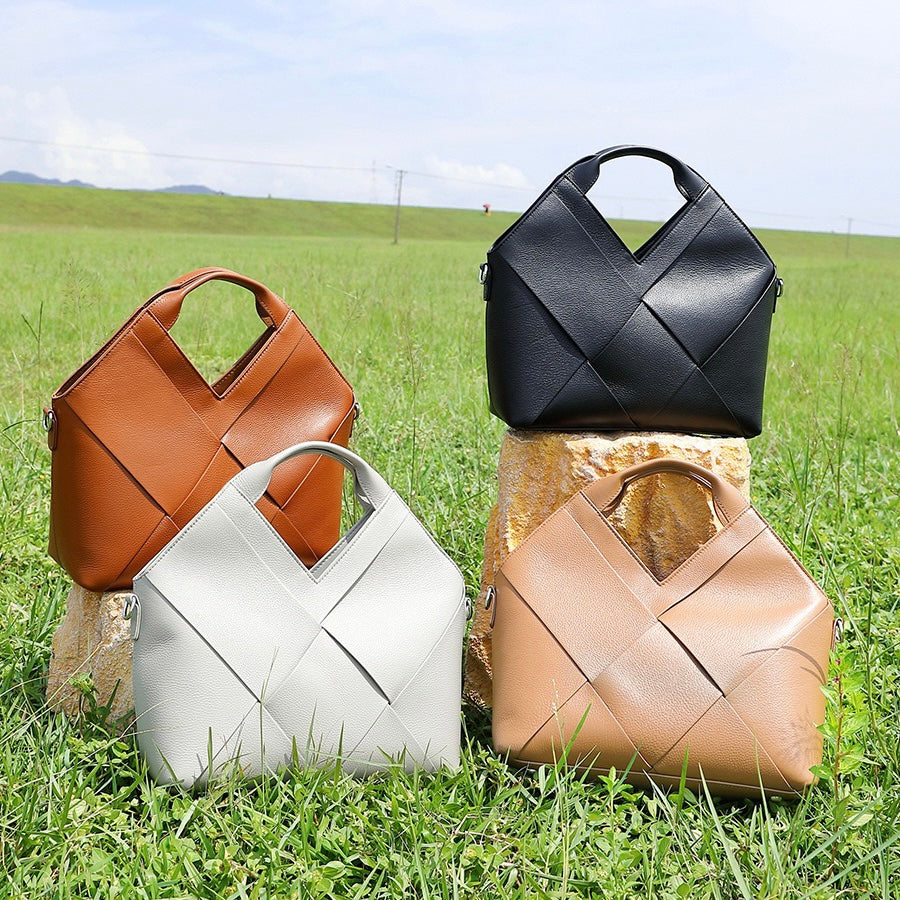 Gewebte Handtasche aus echtem Leder für Damen
