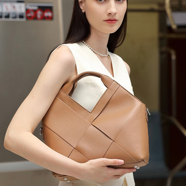 Gewebte Handtasche aus echtem Leder für Damen