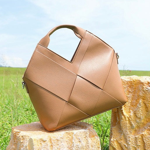 Gewebte Handtasche aus echtem Leder für Damen