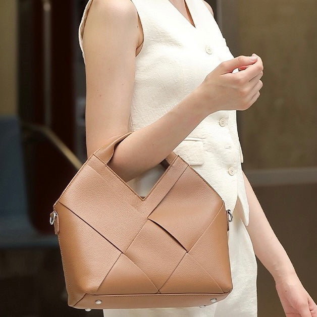 Gewebte Handtasche aus echtem Leder für Damen