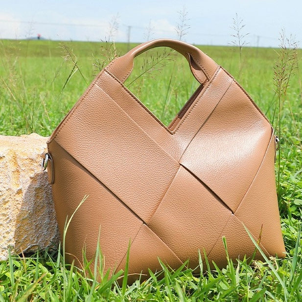 Gewebte Handtasche aus echtem Leder für Damen