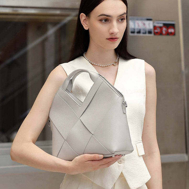 Gewebte Handtasche aus echtem Leder für Damen