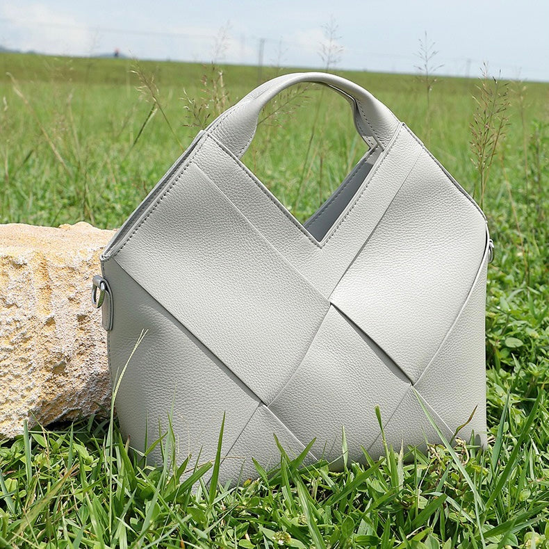 Gewebte Handtasche aus echtem Leder für Damen