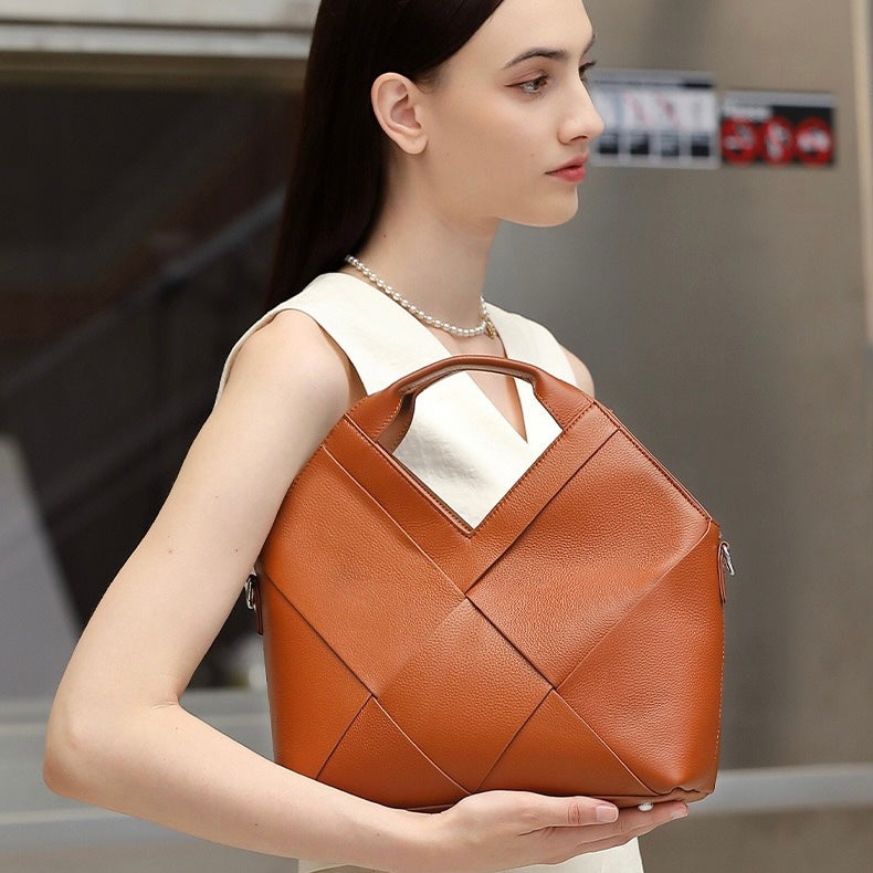 Gewebte Handtasche aus echtem Leder für Damen
