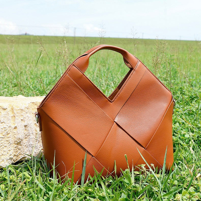 Gewebte Handtasche aus echtem Leder für Damen