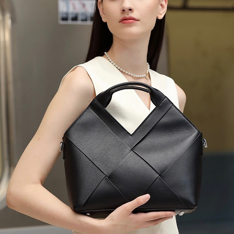 Gewebte Handtasche aus echtem Leder für Damen