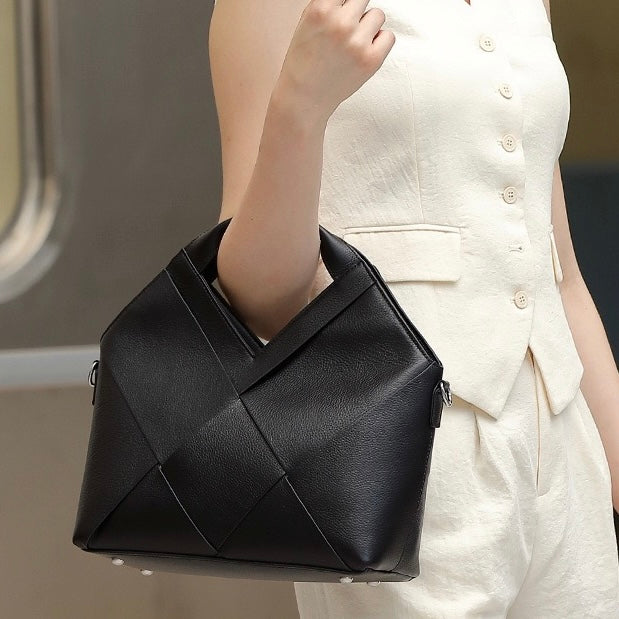 Gewebte Handtasche aus echtem Leder für Damen