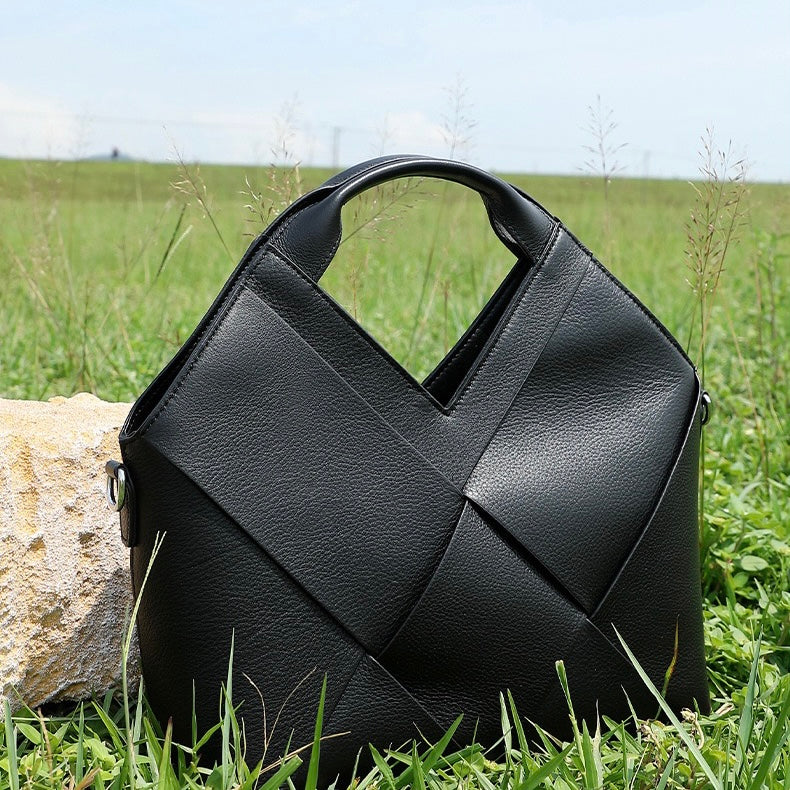 Gewebte Handtasche aus echtem Leder für Damen