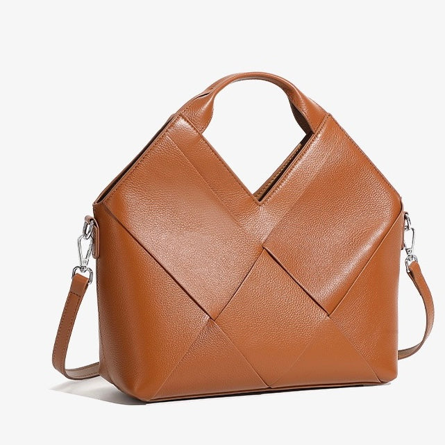 Gewebte Handtasche aus echtem Leder für Damen