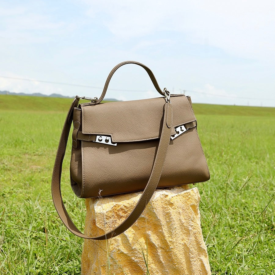 Damen Echtleder Minimalistische Stilvolle Große Kapazität Tote Schultertasche