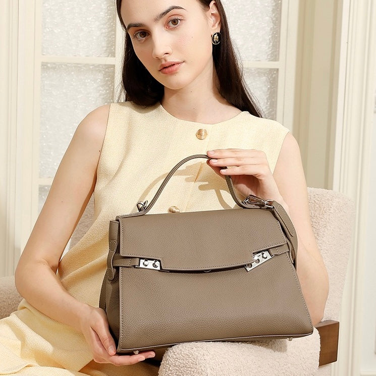 Damen Echtleder Minimalistische Stilvolle Große Kapazität Tote Schultertasche