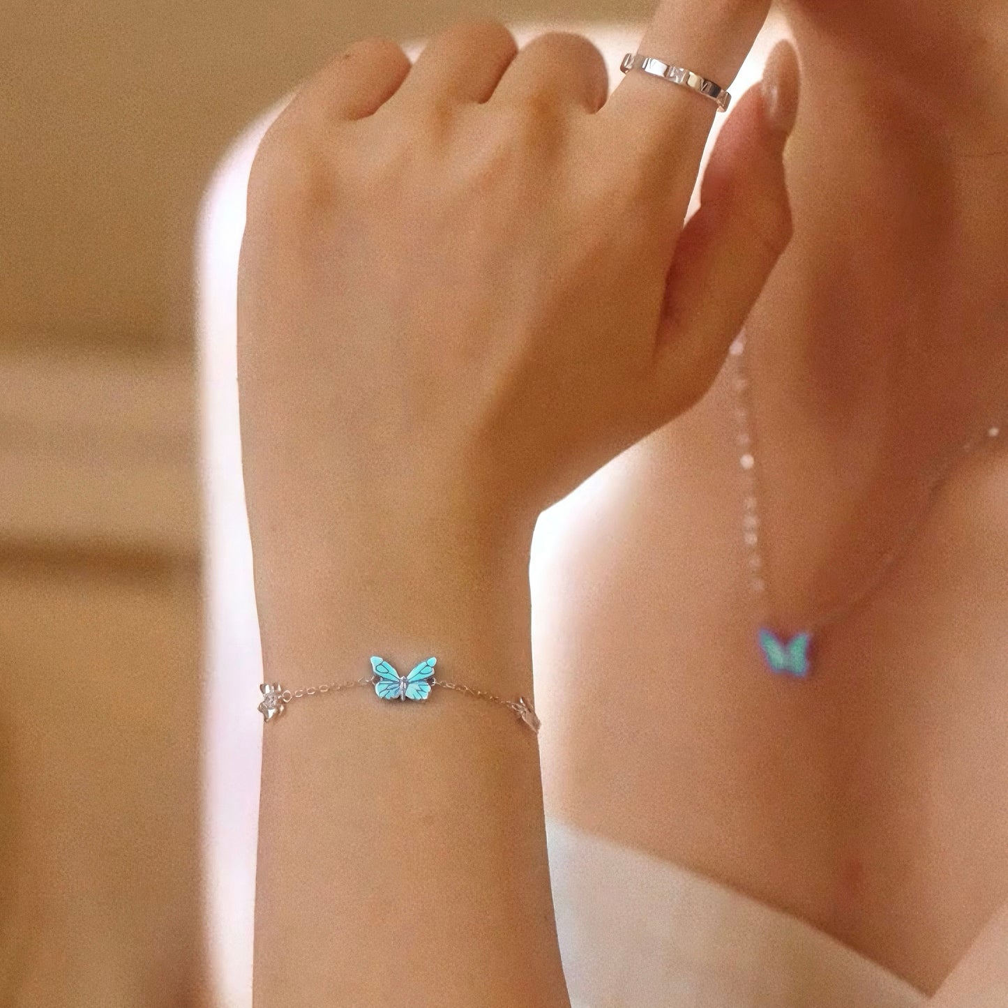 Pulsera Mariposa Azul Sueño Luminoso