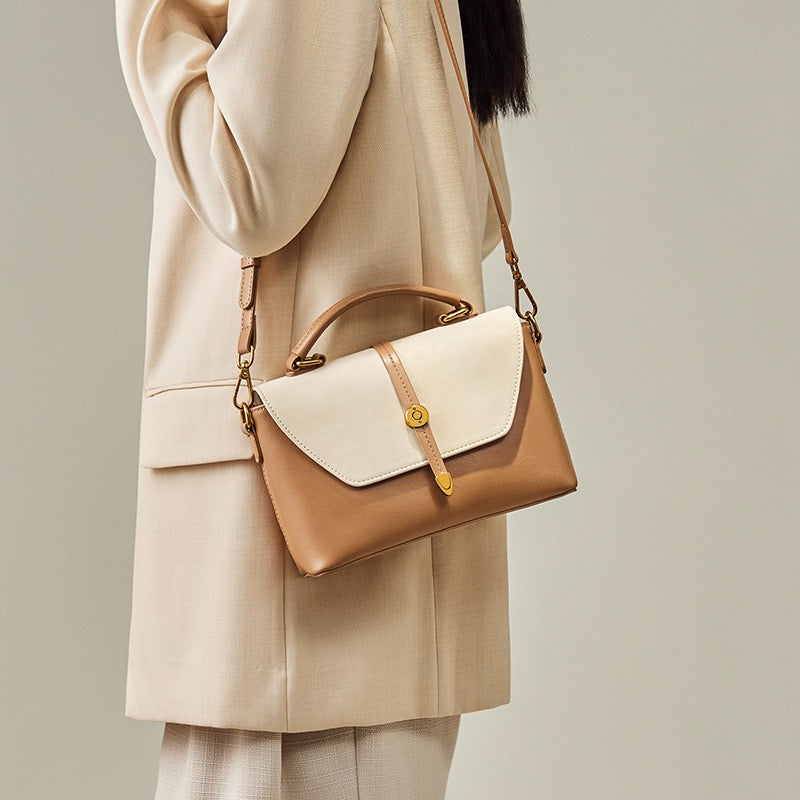 Bolso bandolera vintage de cuero genuino para mujer