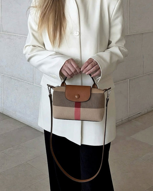 Classic British Plaid Woven Canvas Crossbody Clutch Bag