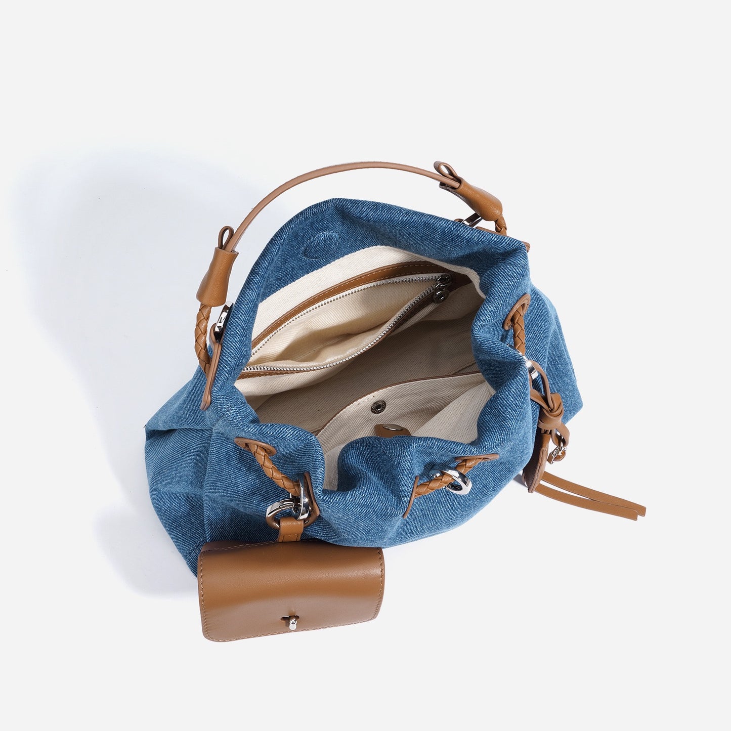 Women's Genuine Leather Denim Patchwork Cool Hobo Bag