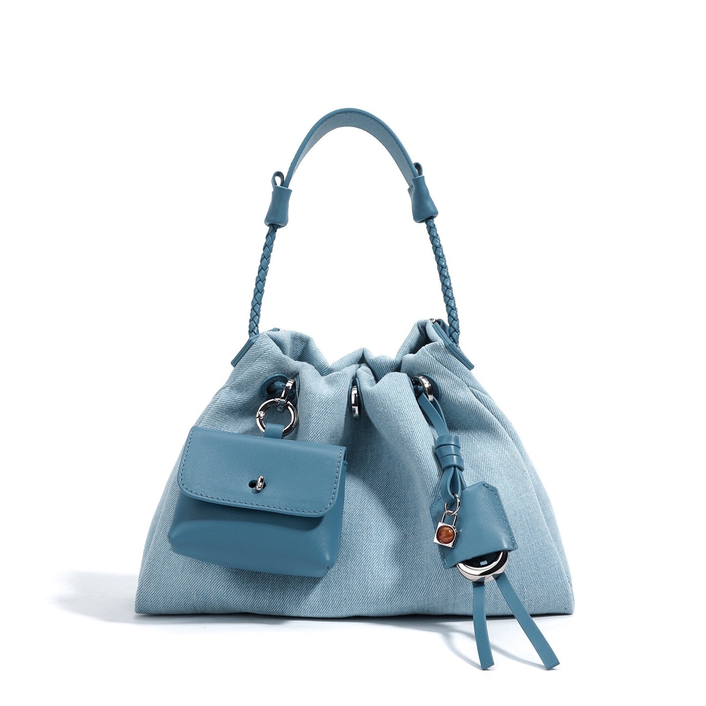 Women's Genuine Leather Denim Patchwork Cool Hobo Bag